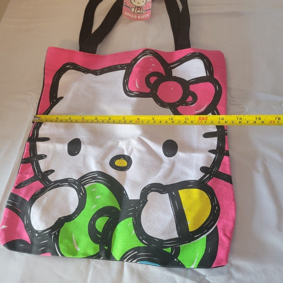 Sanrio Hello Kitty Canvas Tote Bag Purse Beach Bag Ribbon Reusable Bag Handbag - Picture 4 of 6